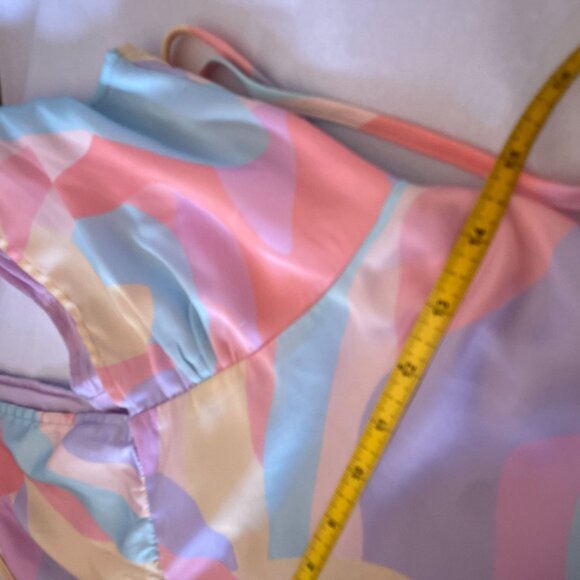 Peppermayo Psychedelic Rainbow Retro Audrey  Mini Slip Dress SZ 4 Pastel Pink - Picture 7 of 12